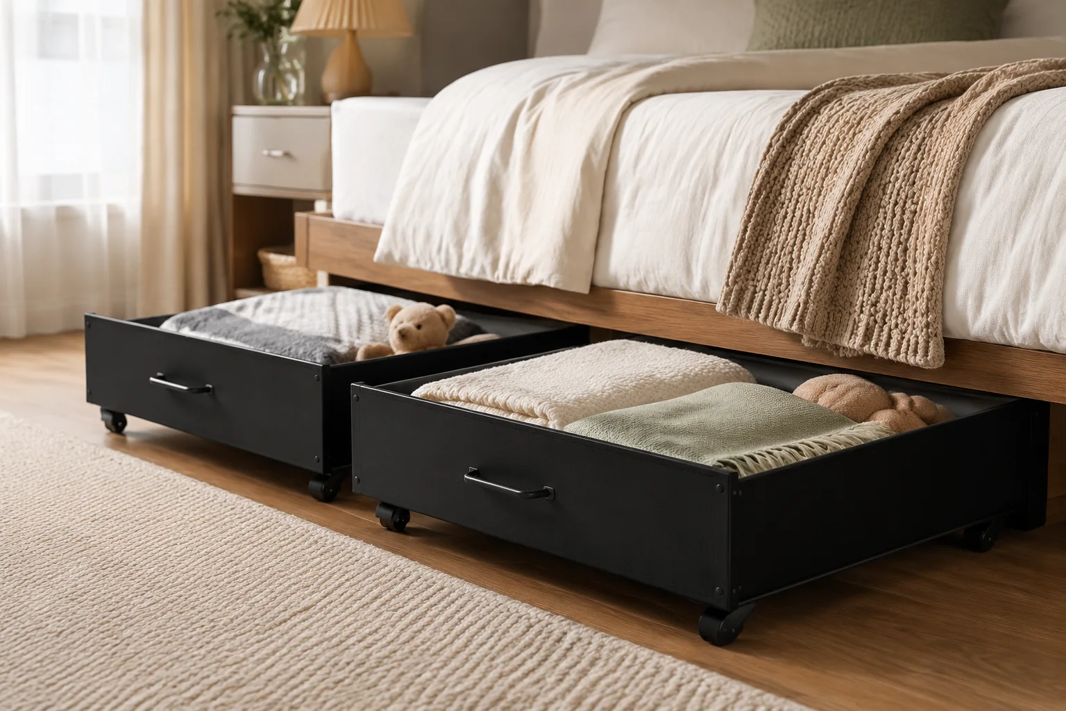 Underbed Rolling Storage Drawer Pair - Image 3