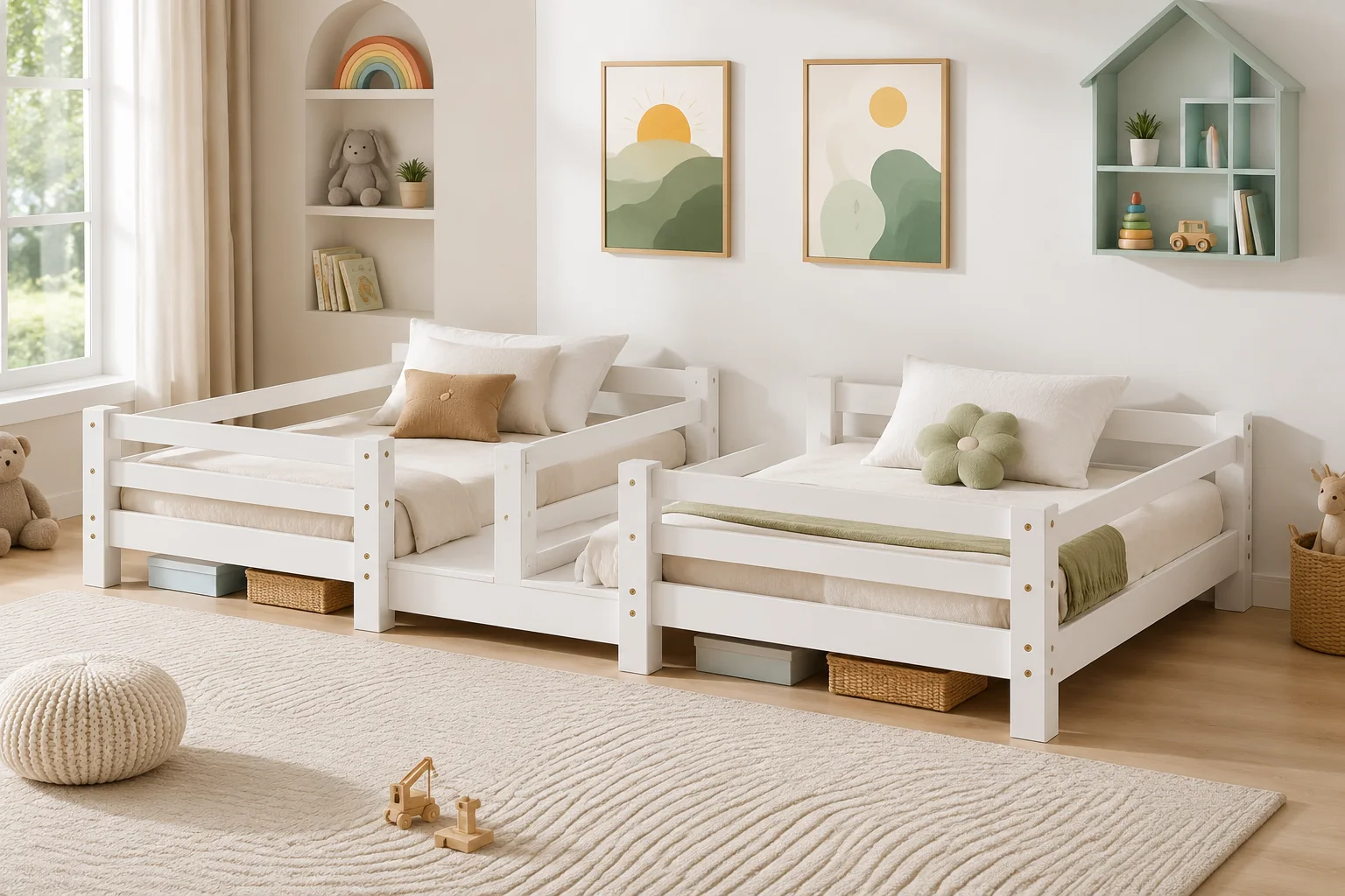 Twin Kids Platform Bed with Guard Rail - Image 3