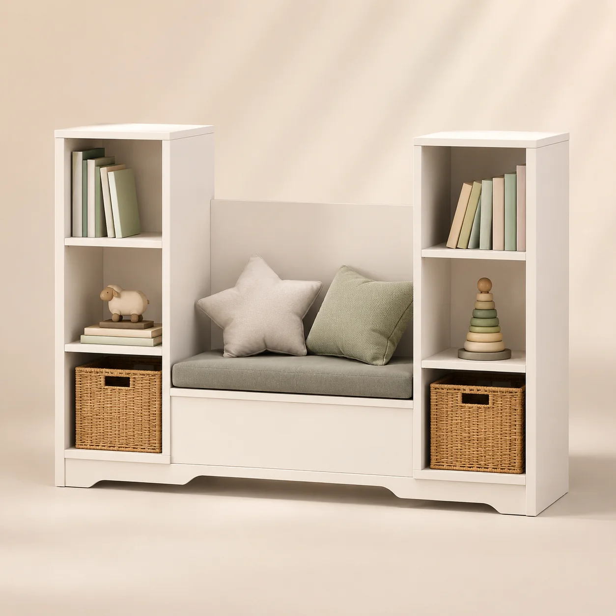 Kids Bookshelf with Reading Nook Seat
