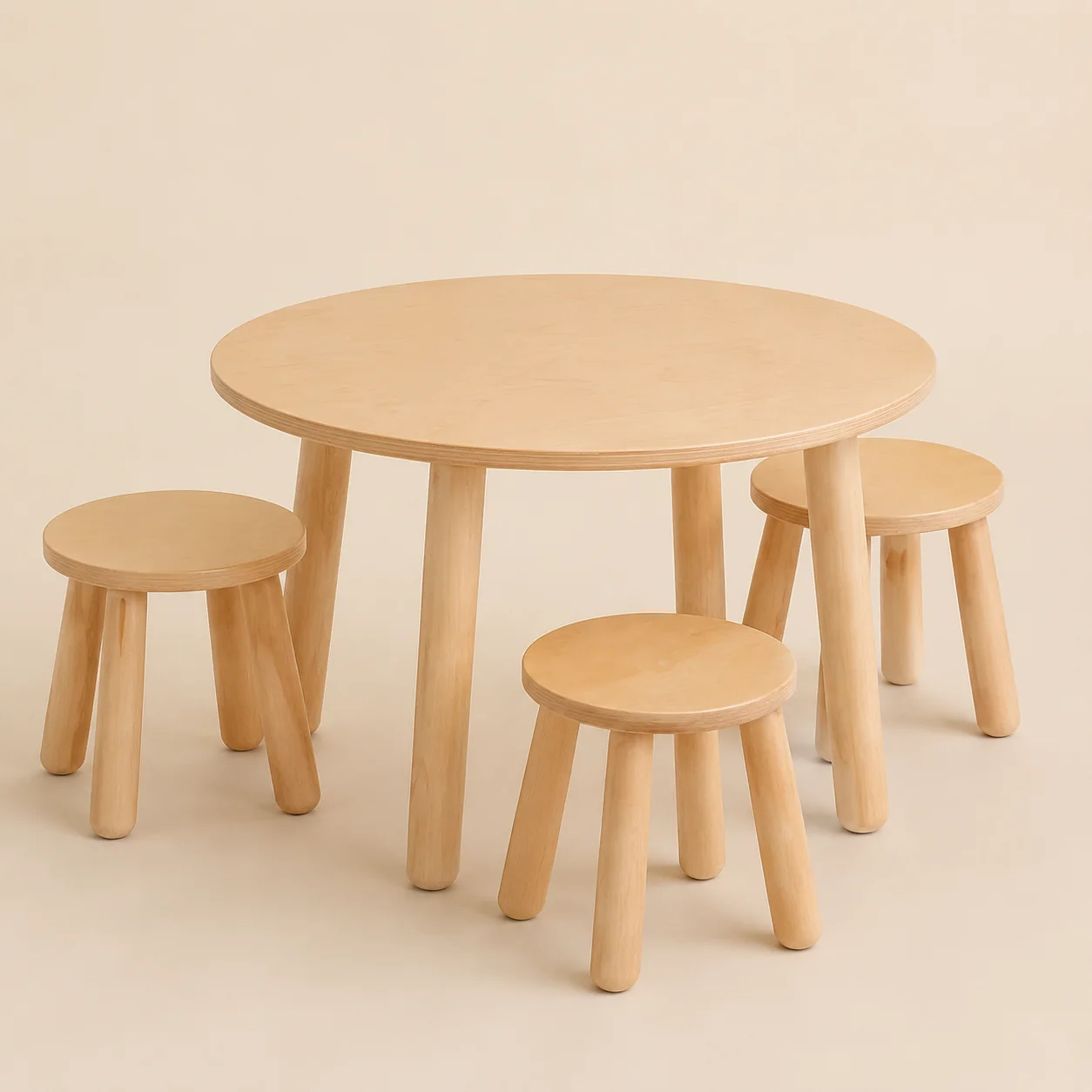 Round Kids Craft Table with Stools