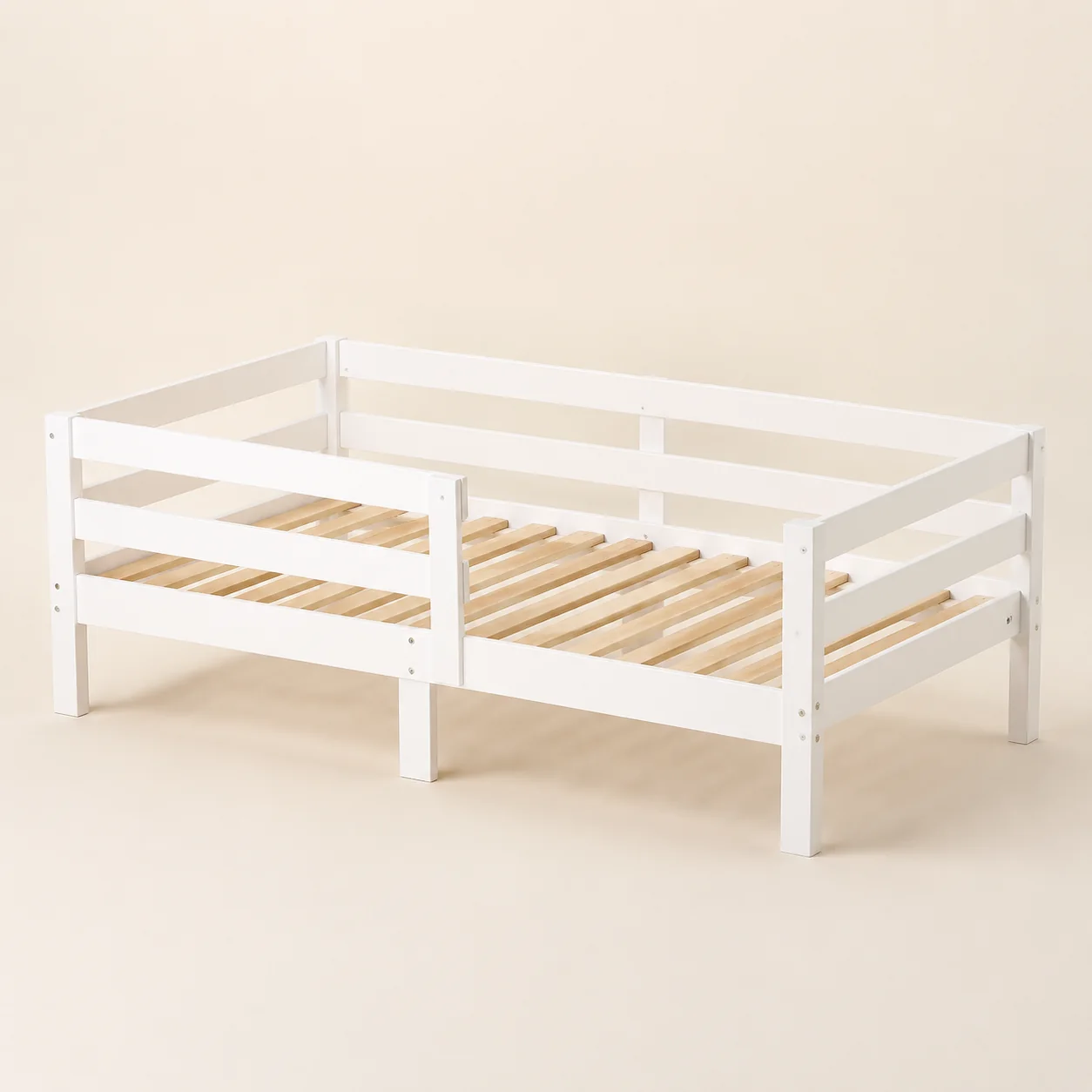 Twin Kids Platform Bed with Guard Rail
