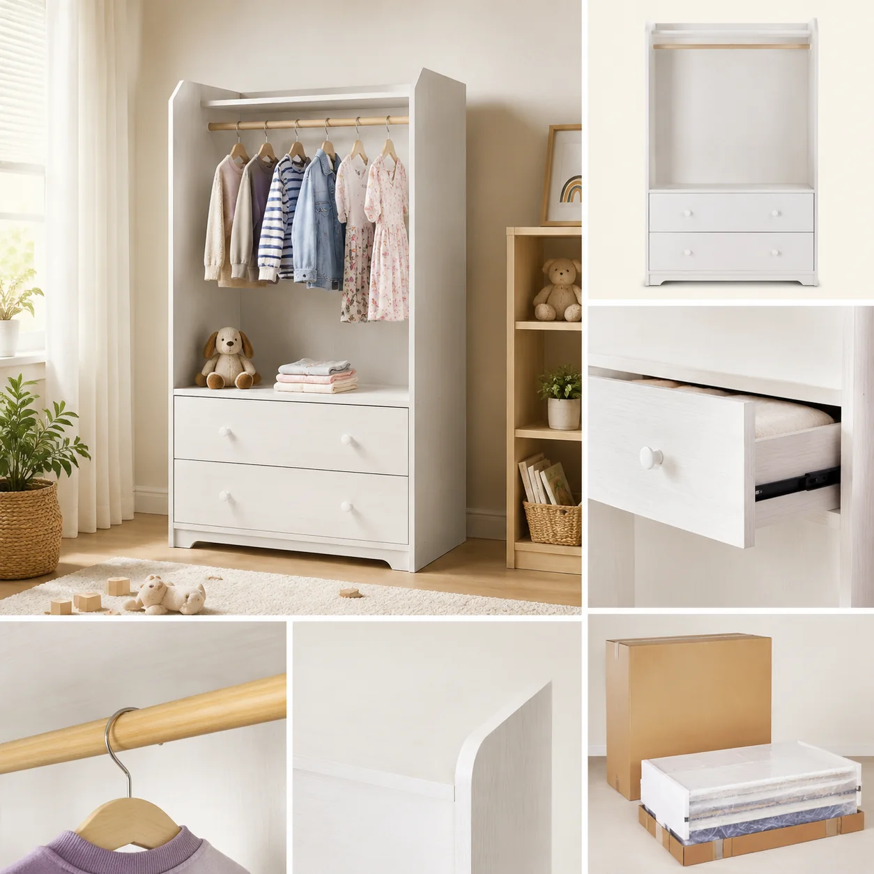 Low Kids Wardrobe with Drawers - Image 4