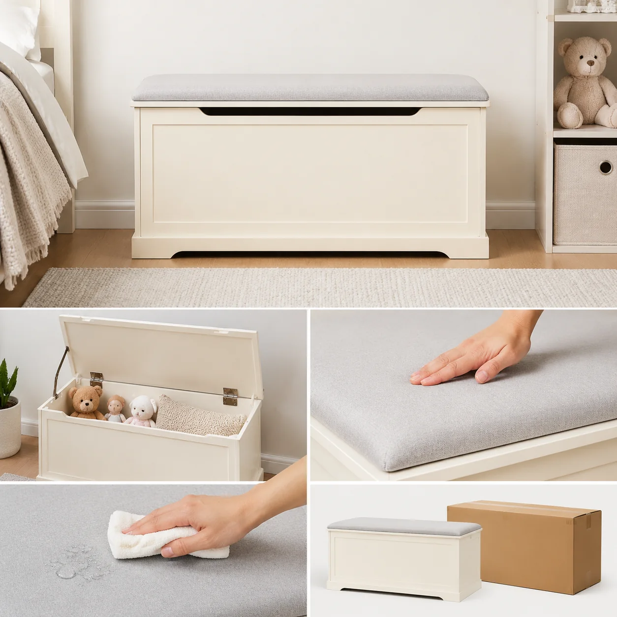 Kids Storage Bench with Cushion - Image 4